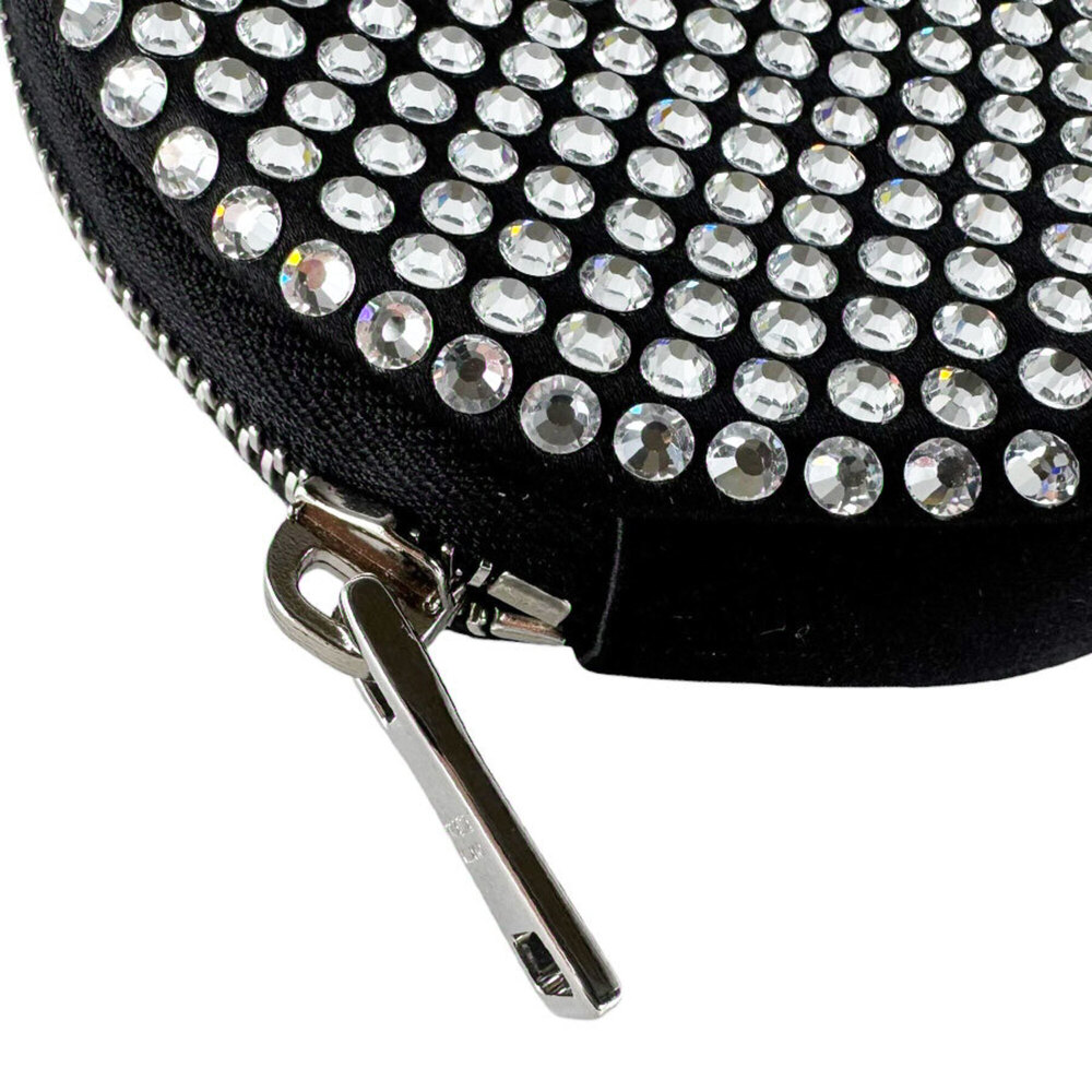 Prada PRADA Shoulder Bag, Satin, Rhinestone, Black, Women's, 1NR003 z10704 - Picture 9 of 12